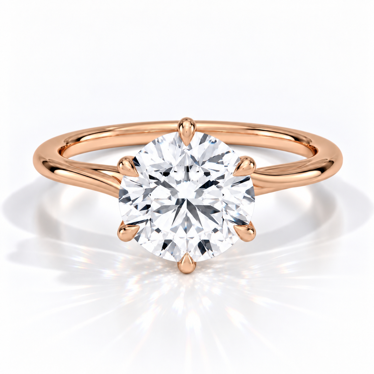 Samy - Brilliant Rund Solitär Cathedral hidden halo Verlobungsring aus 14k und 18k Roségold mit einem funkelnden, Laborgezüchteten Diamanten - handgefertigt & nachhaltig - von Labgrownlove 