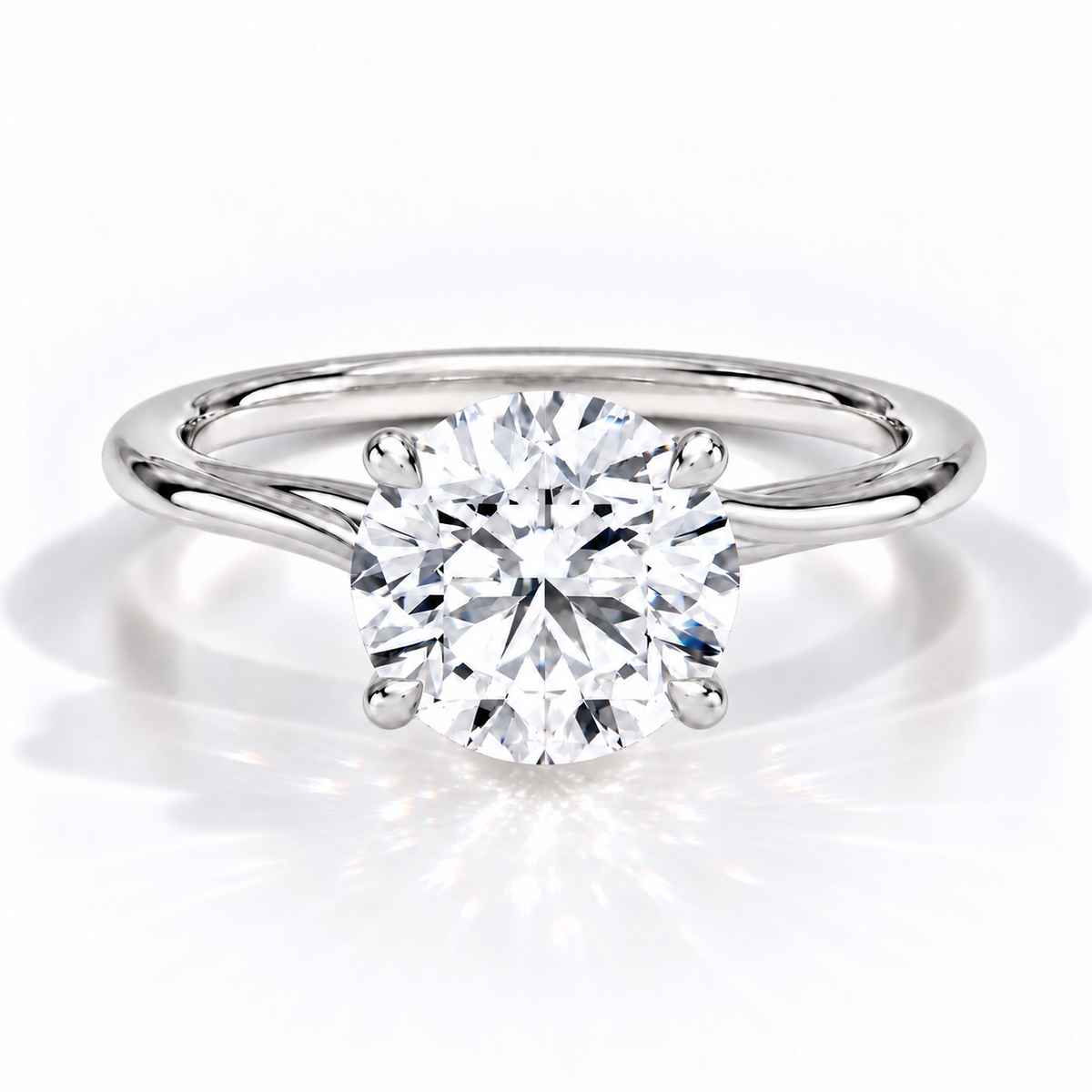 Celeste - Brilliant Rund Solitär Cathedral hidden halo Verlobungsring aus 14k und 18k Weißgold mit einem funkelnden, Laborgezüchteten Diamanten - handgefertigt & nachhaltig - von Labgrownlove 