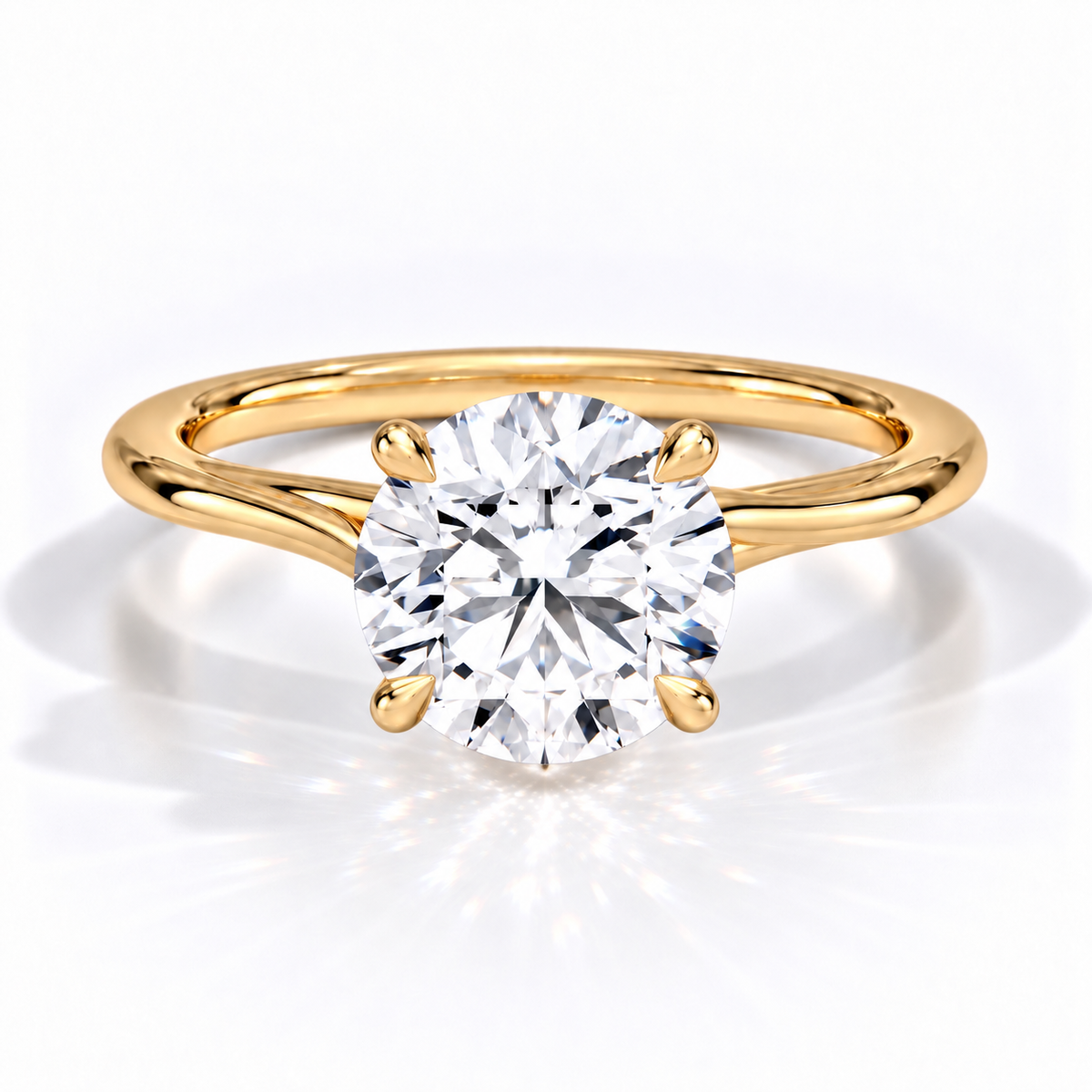 Celeste - Brilliant Rund Solitär Cathedral hidden halo Verlobungsring aus 14k und 18k Gelbgold mit einem funkelnden, Laborgezüchteten Diamanten - handgefertigt & nachhaltig - von Labgrownlove 