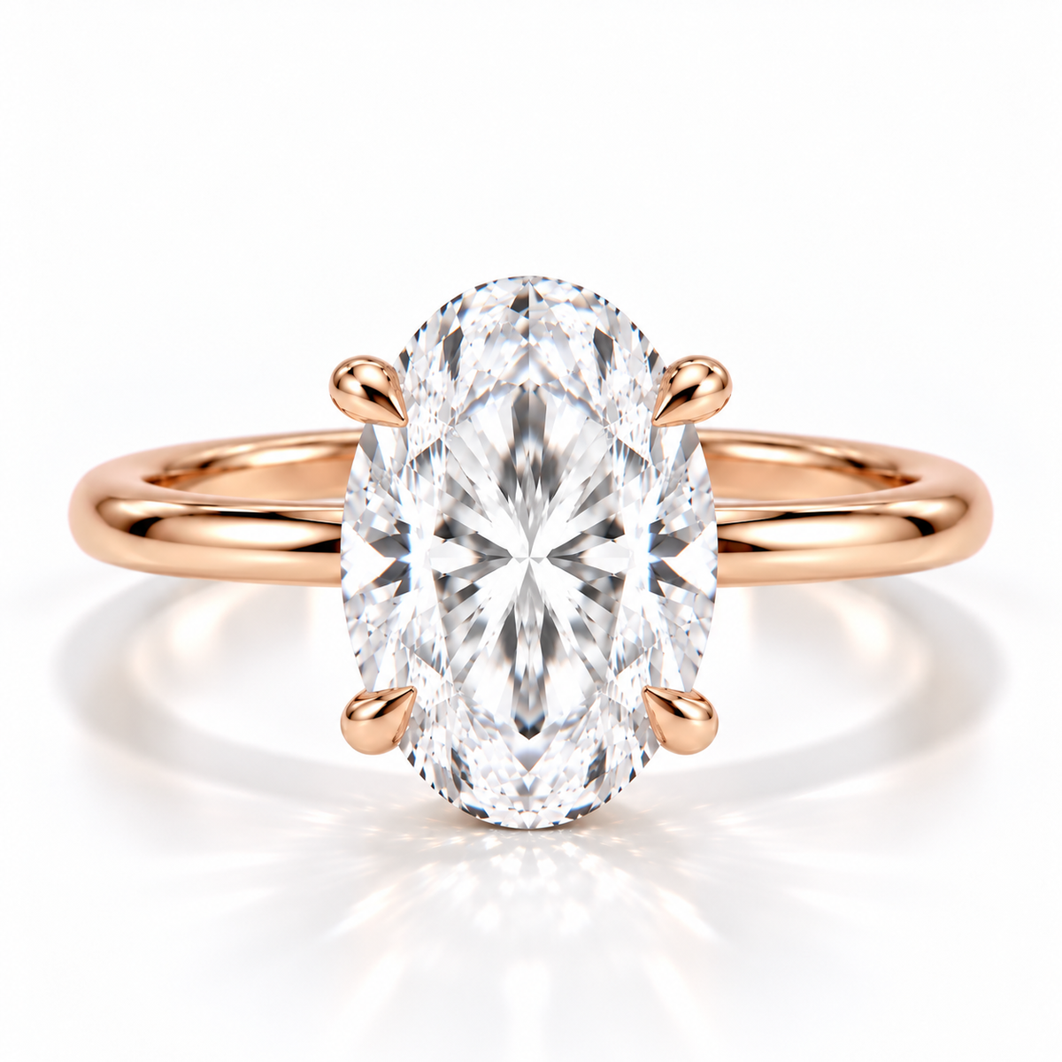 Angelina - Oval Solitär Doppeltetulpe hidden halo Verlobungsring aus 14k und 18k Roségold mit einem funkelnden, Laborgezüchteten Diamanten - handgefertigt & nachhaltig - von Labgrownlove 