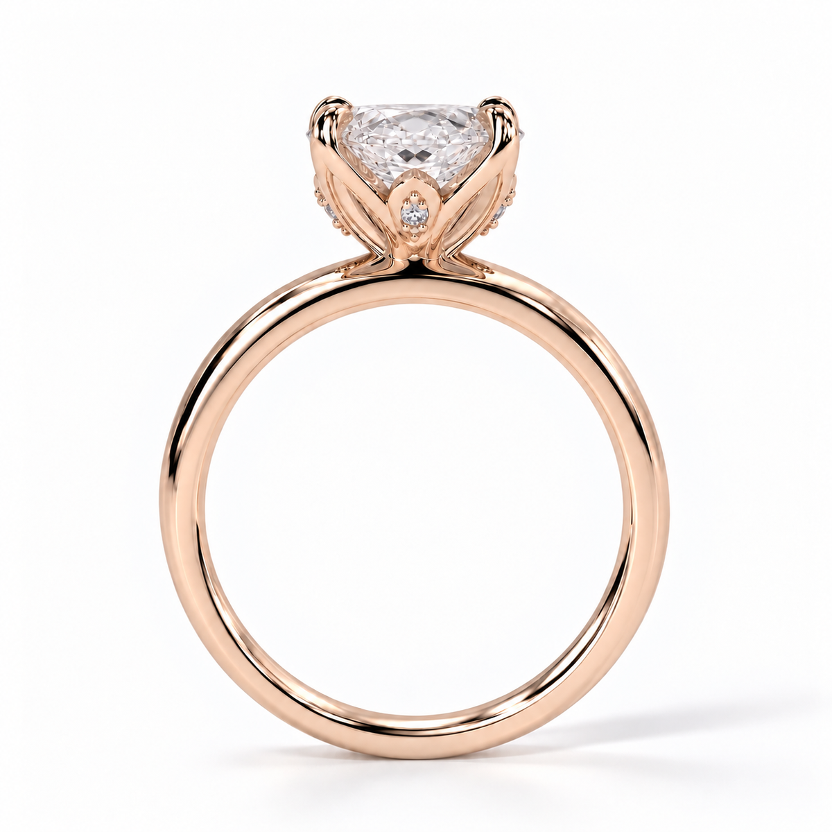 Angelina - Oval Solitär Doppeltetulpe hidden halo Verlobungsring aus 14k und 18k Roségold mit einem funkelnden, Laborgezüchteten Diamanten - handgefertigt & nachhaltig - von Labgrownlove 
