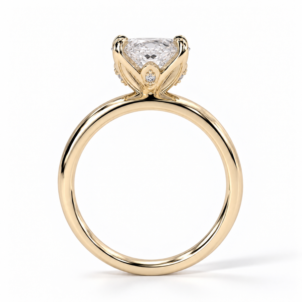 Angelina - Oval Solitär Doppeltetulpe hidden halo Verlobungsring aus 14k und 18k Gelbgold mit einem funkelnden, Laborgezüchteten Diamanten - handgefertigt & nachhaltig - von Labgrownlove 