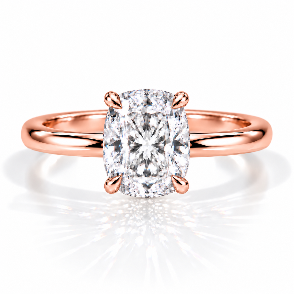 Cushion Verlobungsring aus Roségold mit Labordiamant und Galerieschiene