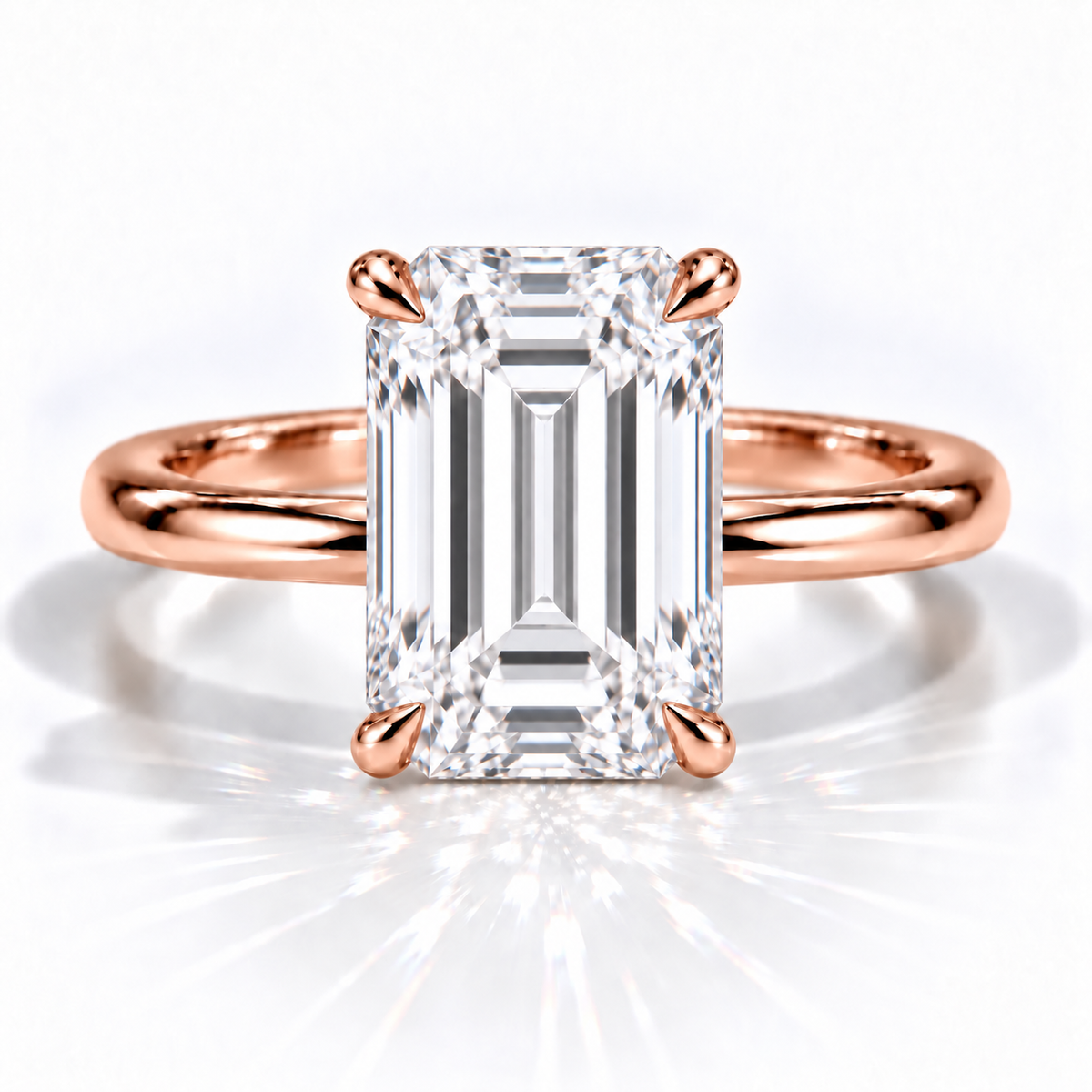 Emerald Solitär-Verlobungsring aus Roségold mit Labordiamant