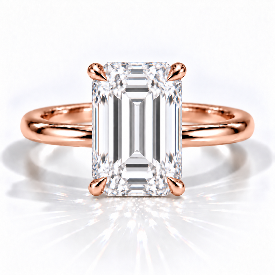 Emerald Solitär-Verlobungsring aus Roségold mit Labordiamant