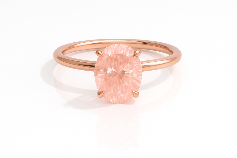 Ovaler Solitär-Verlobungsring aus 14 Karat Roségold mit rosafarbenem Labordiamant
