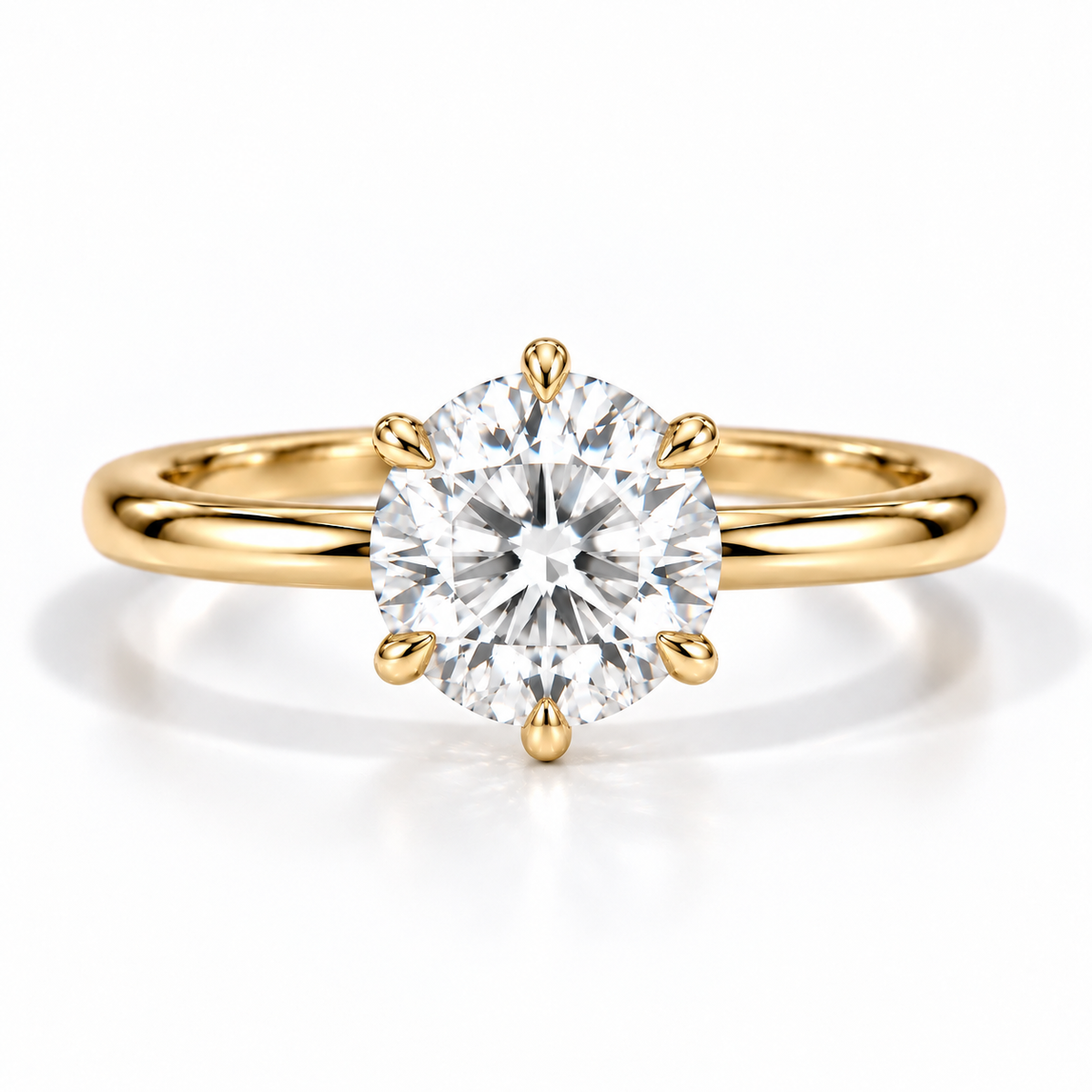 Runder Verlobungsring aus Gelbgold mit Labordiamant