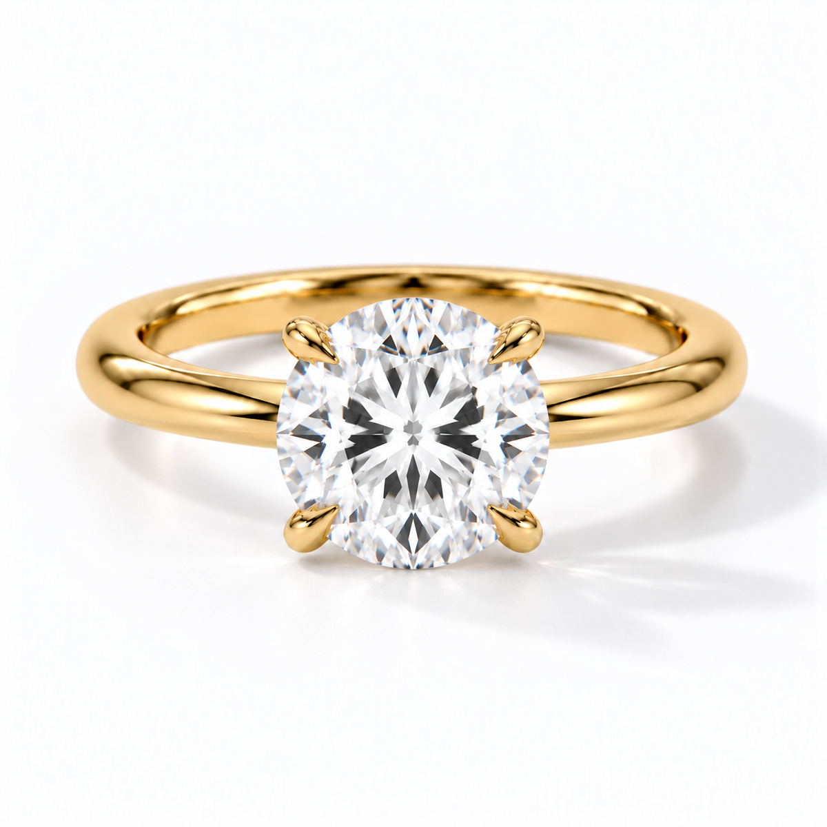 Runder Verlobungsring aus Gelbgold mit Labordiamant