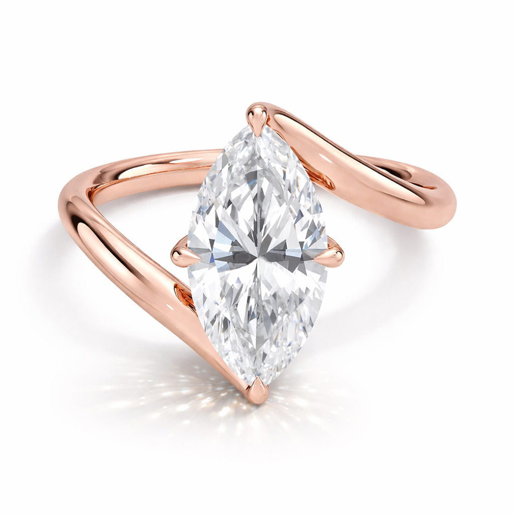 Emmy - Marquise Geschwungen  Solitär Laborgezüchteter Diamant