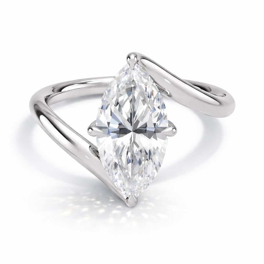 Marquise Solitär-Verlobungsring aus Weißgold mit Labordiamant