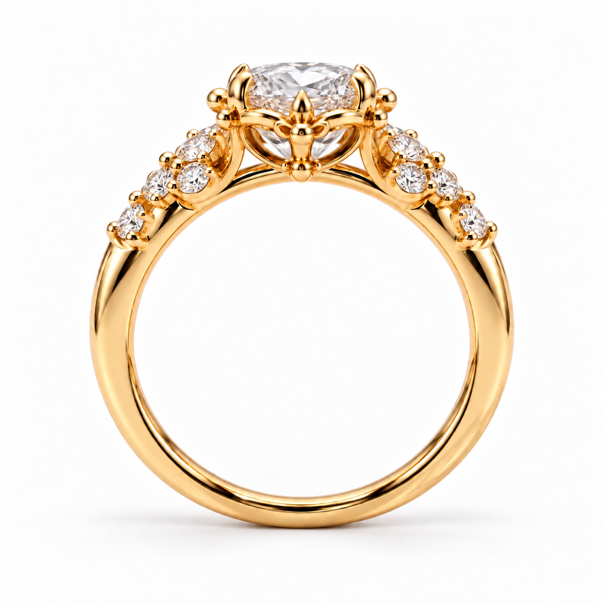 Rosi - Oval Cluster Vintage Laborgezüchteter Diamant Verlobungsring