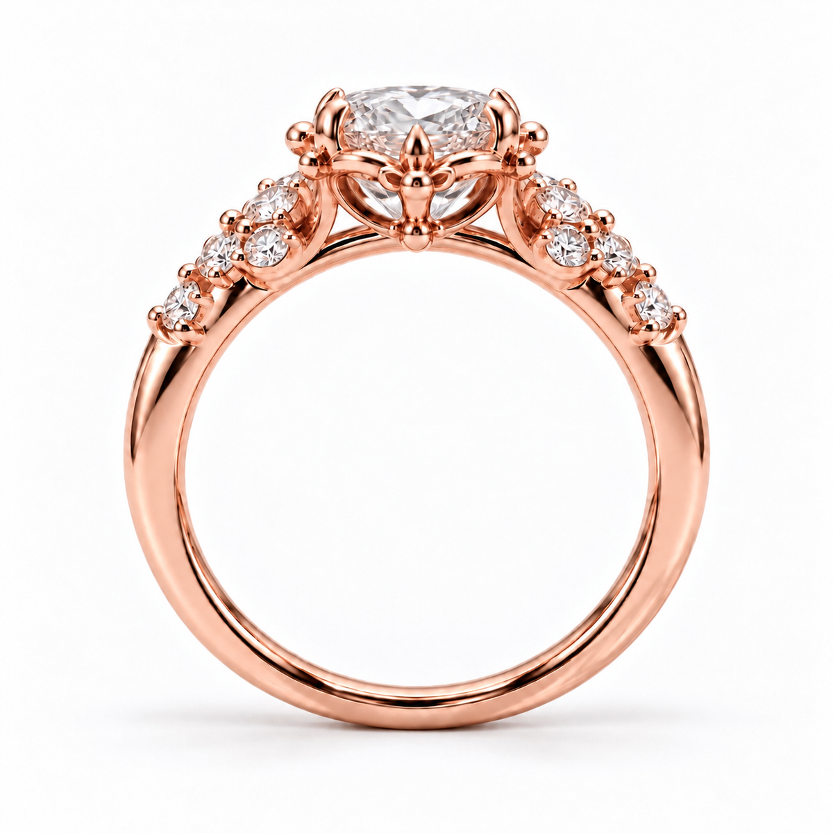 Rosi - Oval Cluster Vintage Laborgezüchteter Diamant Verlobungsring