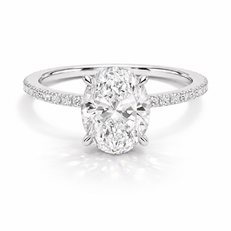 Tiffany – Pavé Verlobungsring mit ovalem Diamant, Laborgezüchteter Diamant