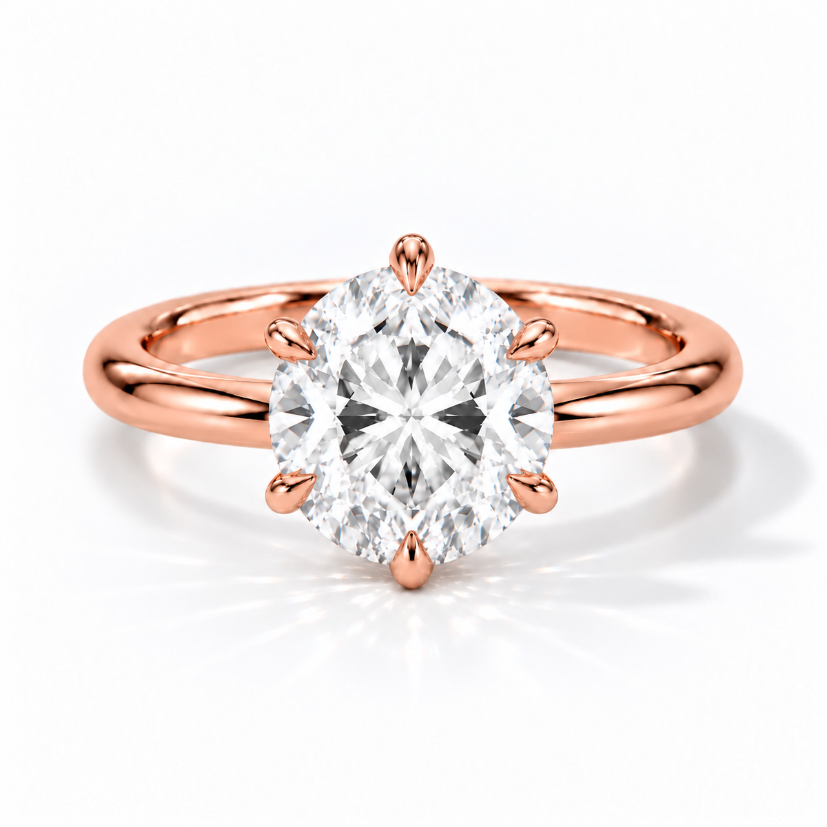 Runder Verlobungsring aus Roségold mit Labordiamant und flacher Fassung