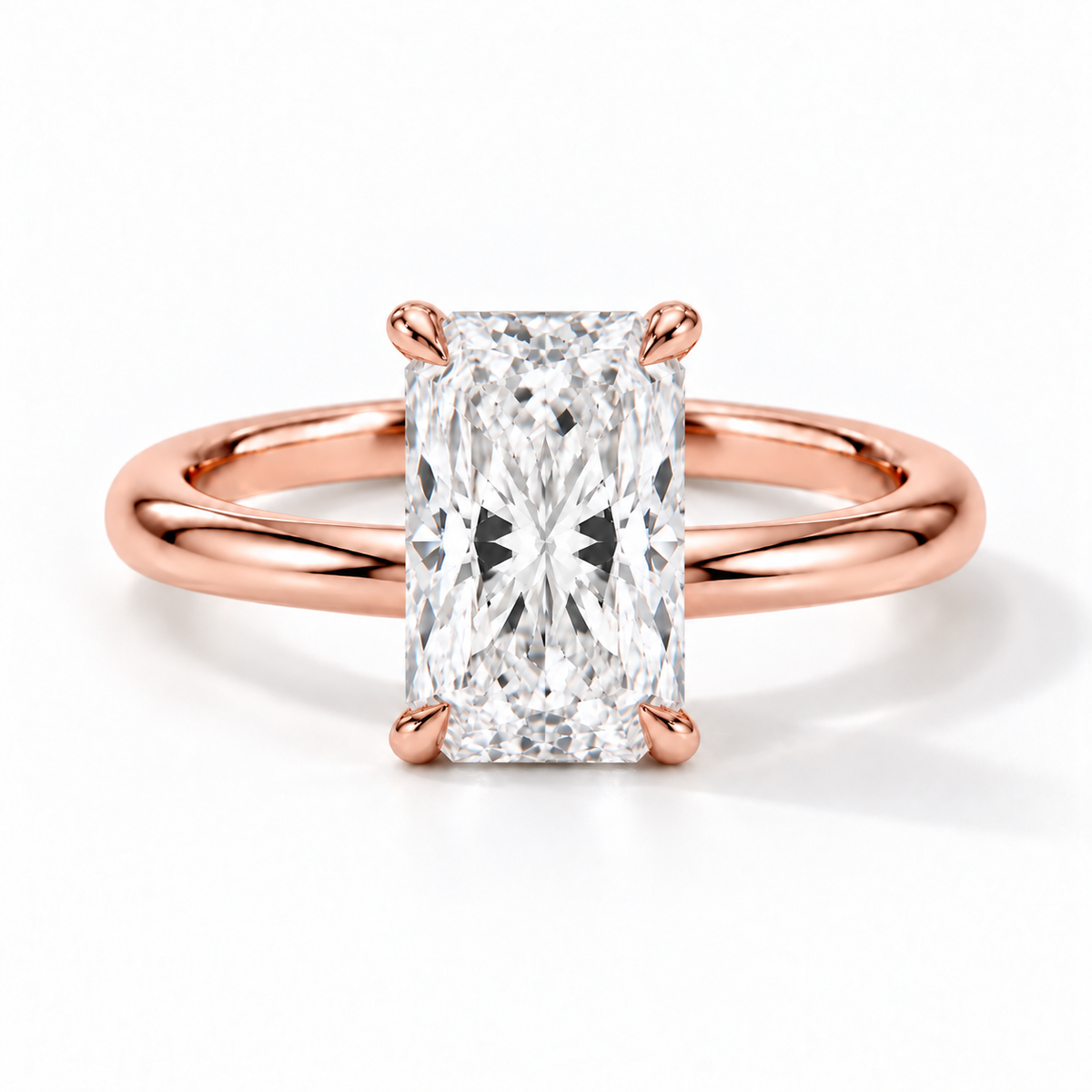 Radiant Verlobungsring aus Roségold mit Labordiamant und flacher Fassung