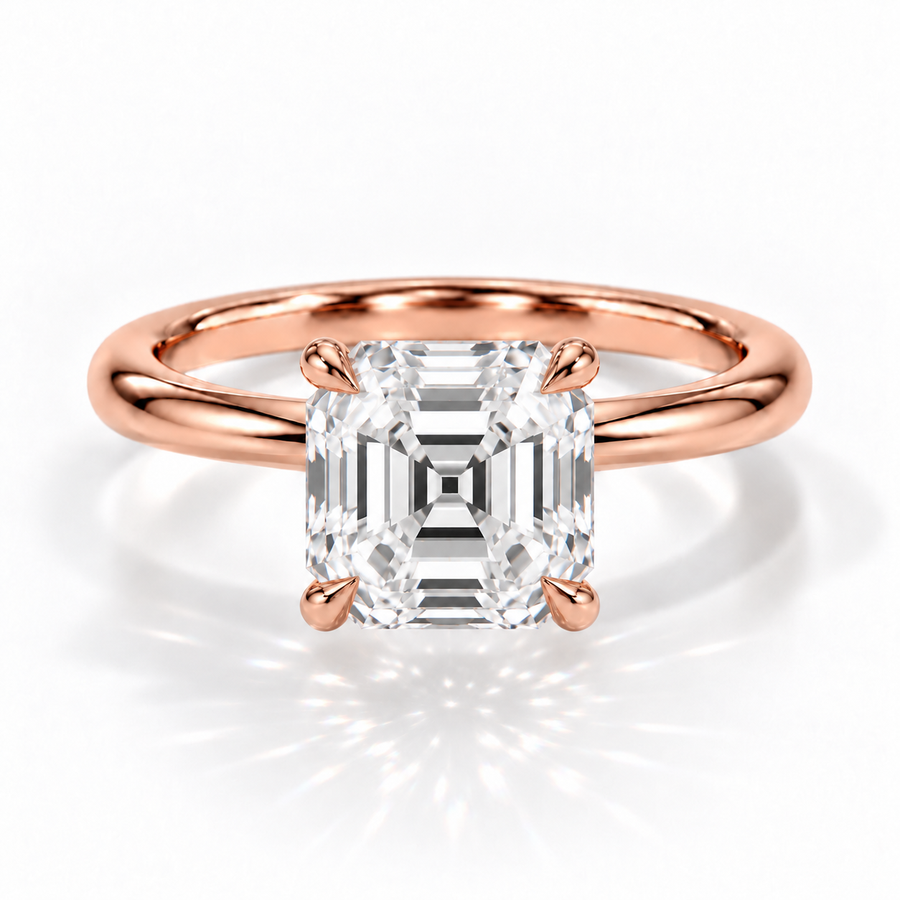 Asscher Solitär-Verlobungsring aus Roségold mit Labordiamant