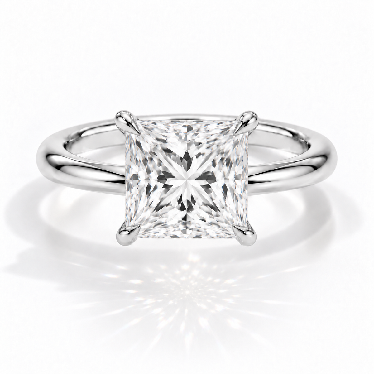 Princess-Cut Solitär-Verlobungsring aus Weißgold mit Labordiamant