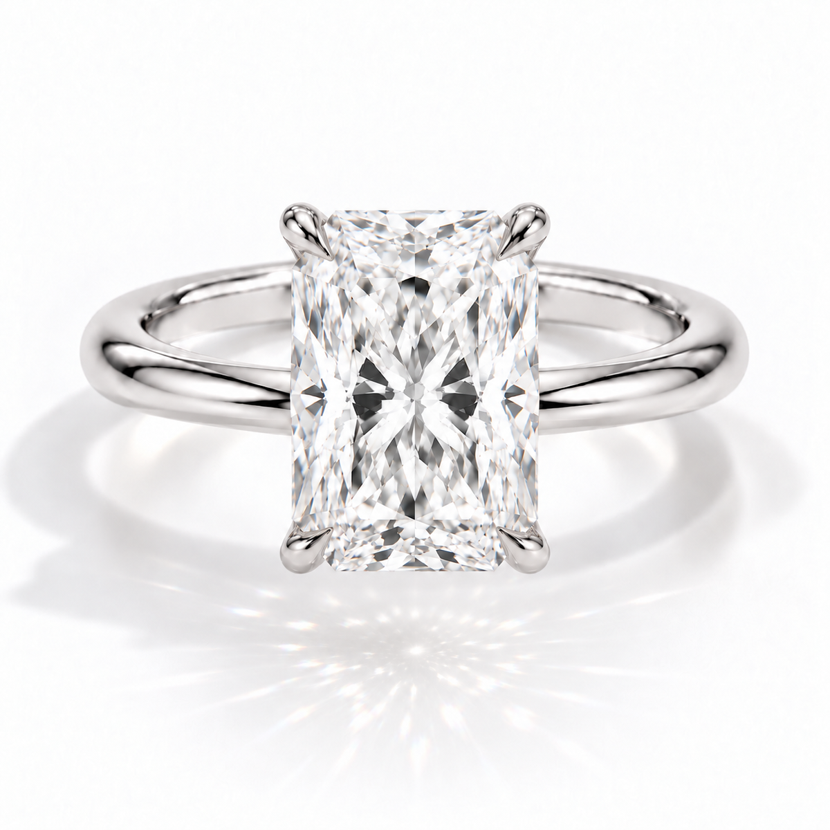 Radiant Verlobungsring aus Weißgold mit Labordiamant und Galerieschiene
