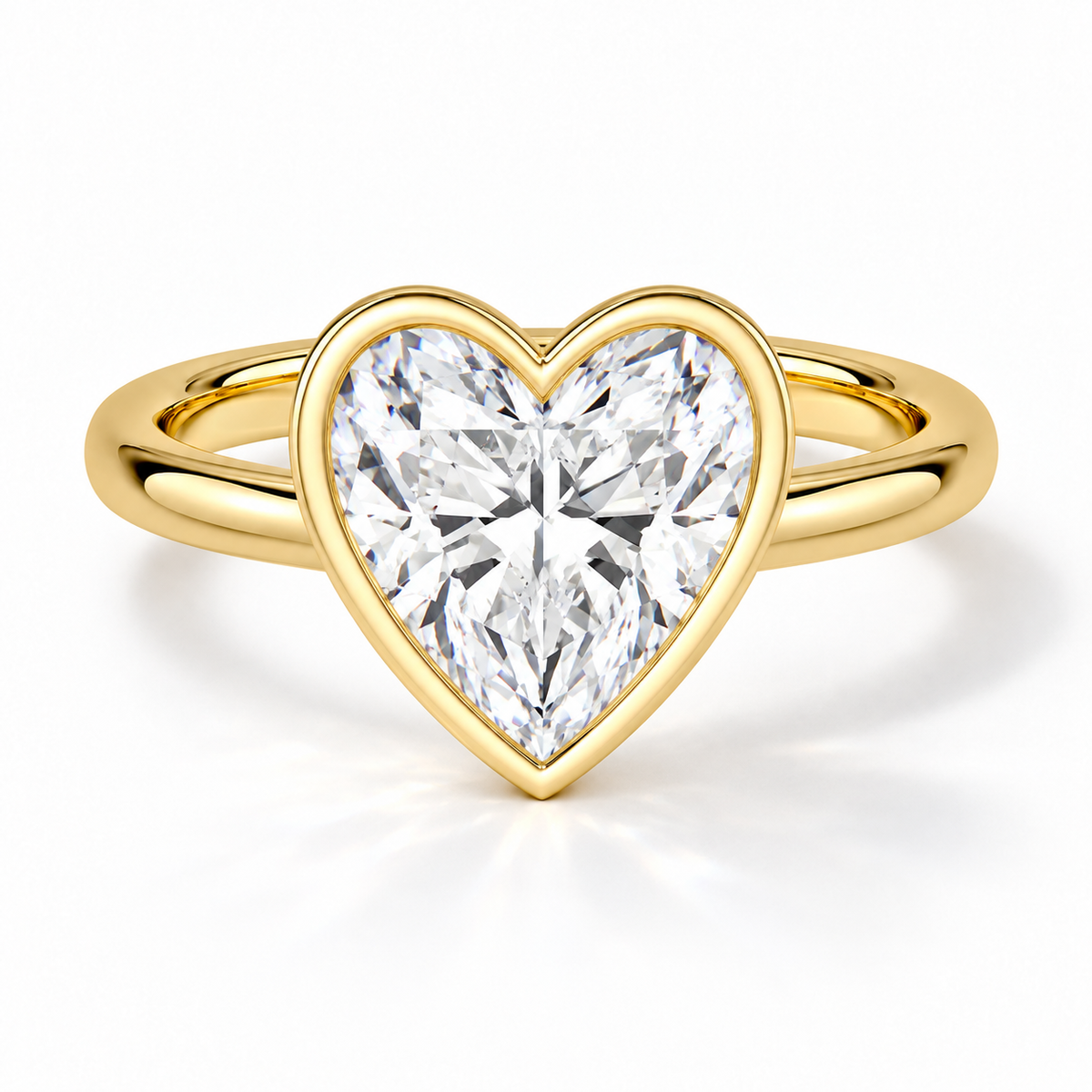 Herz Bezel-Verlobungsring aus Gelbgold mit Labordiamant