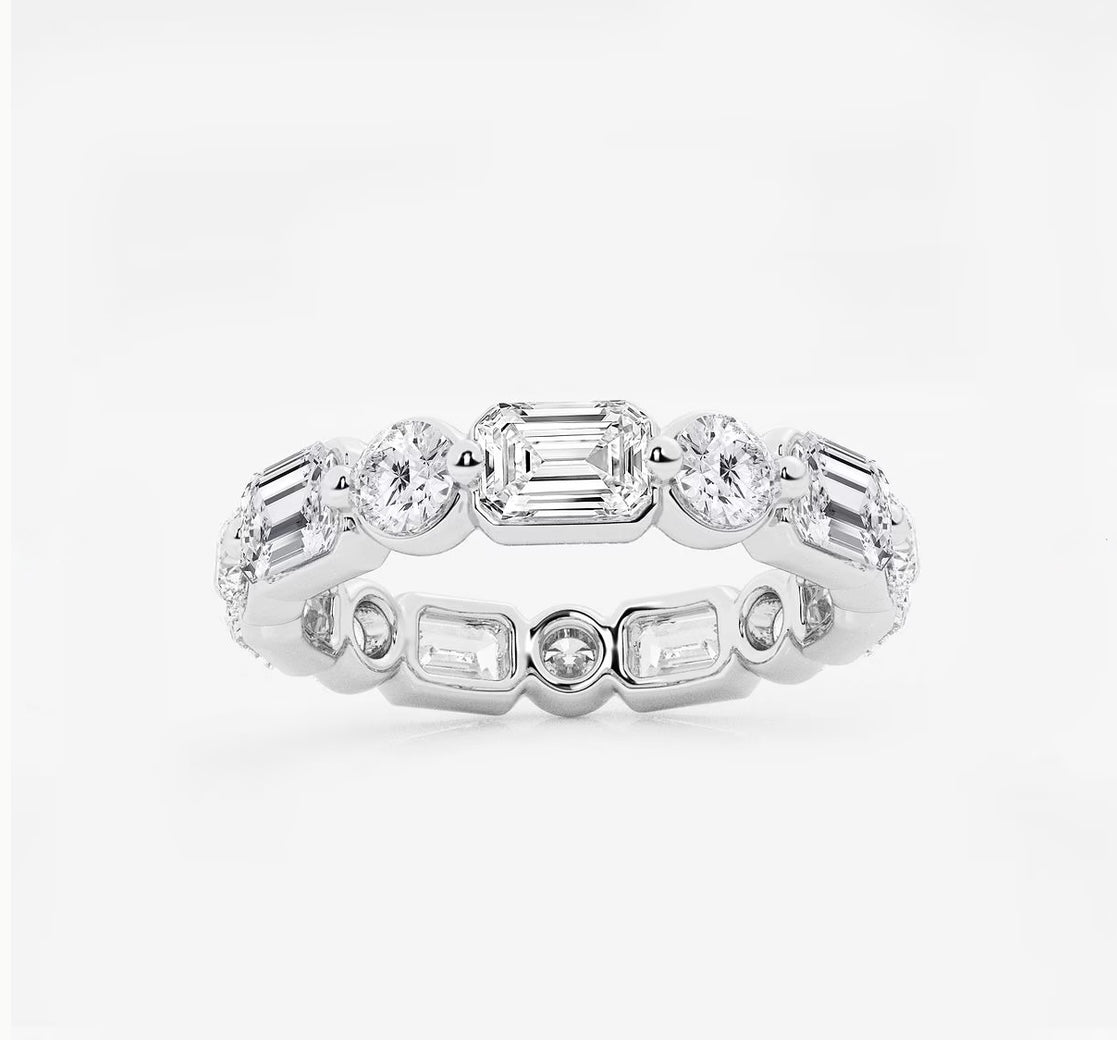„Gigi“ Band Brilliant/ Emerald Lab-grown Diamant - Color F, VS2, Clarity, Excellent Cut / 14K Karat Weißgold / 4 - Lab