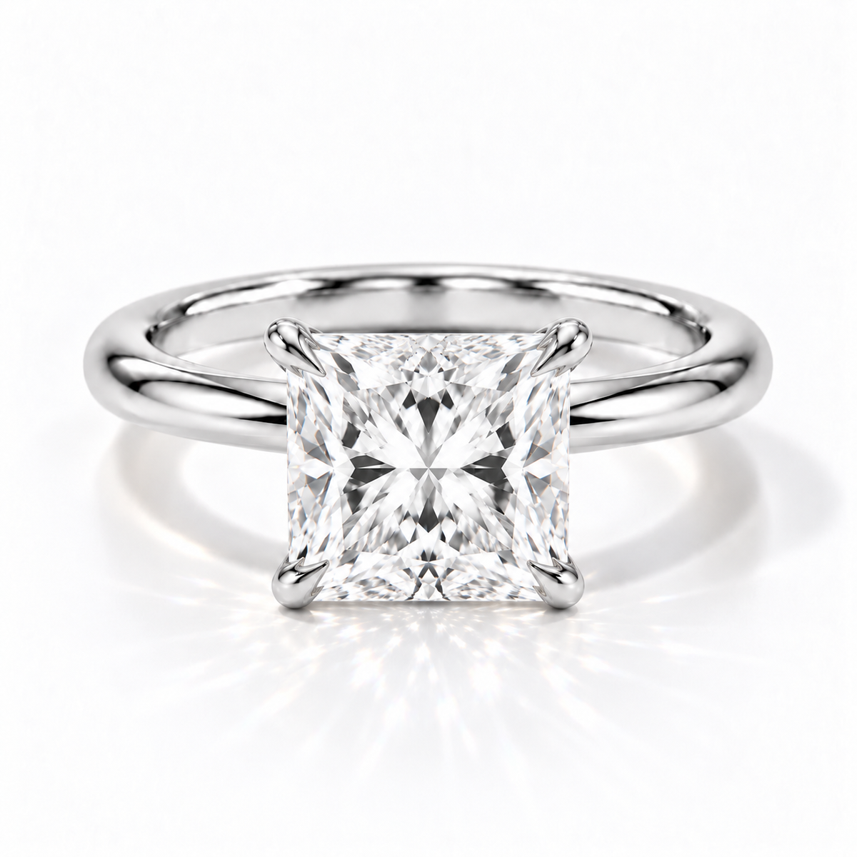 Princess-Cut Verlobungsring aus Weißgold mit Labordiamant und Tulpenfassung