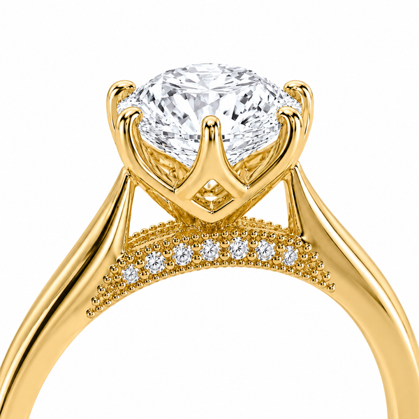 Tulpenfassung aus Gelbgold mit kleinen Diamanten