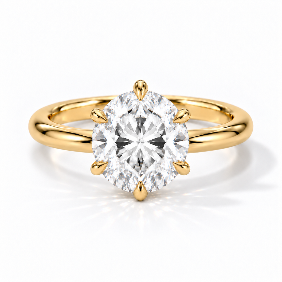 Runder Verlobungsring aus Gelbgold mit Labordiamant und flacher Fassung