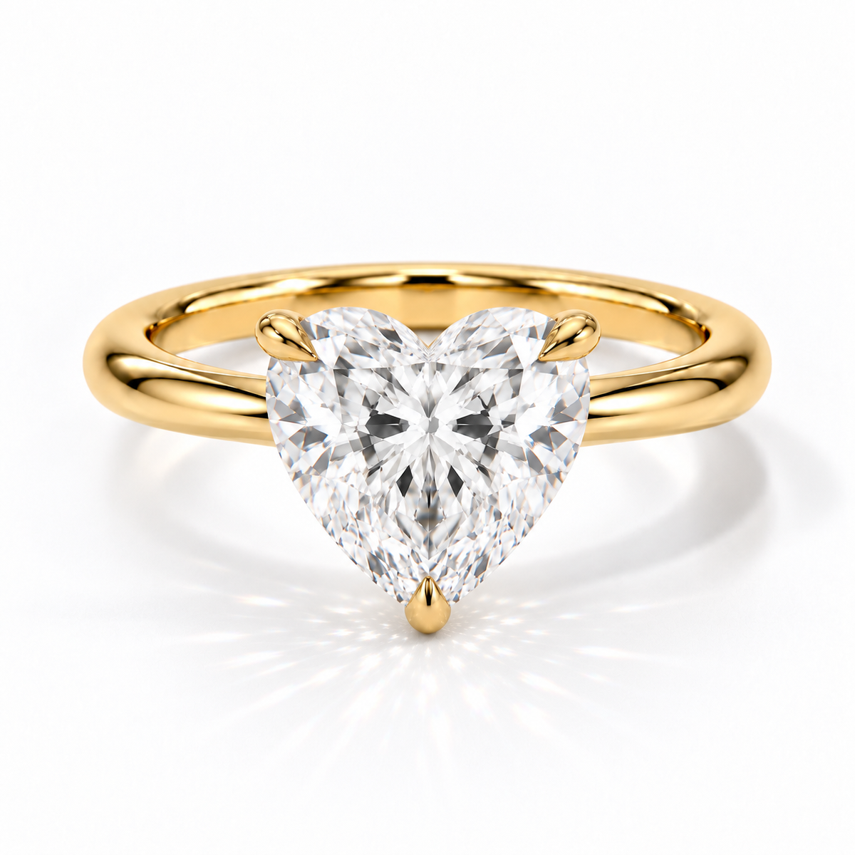 Herz Verlobungsring aus Gelbgold mit Labordiamant und flacher Fassung