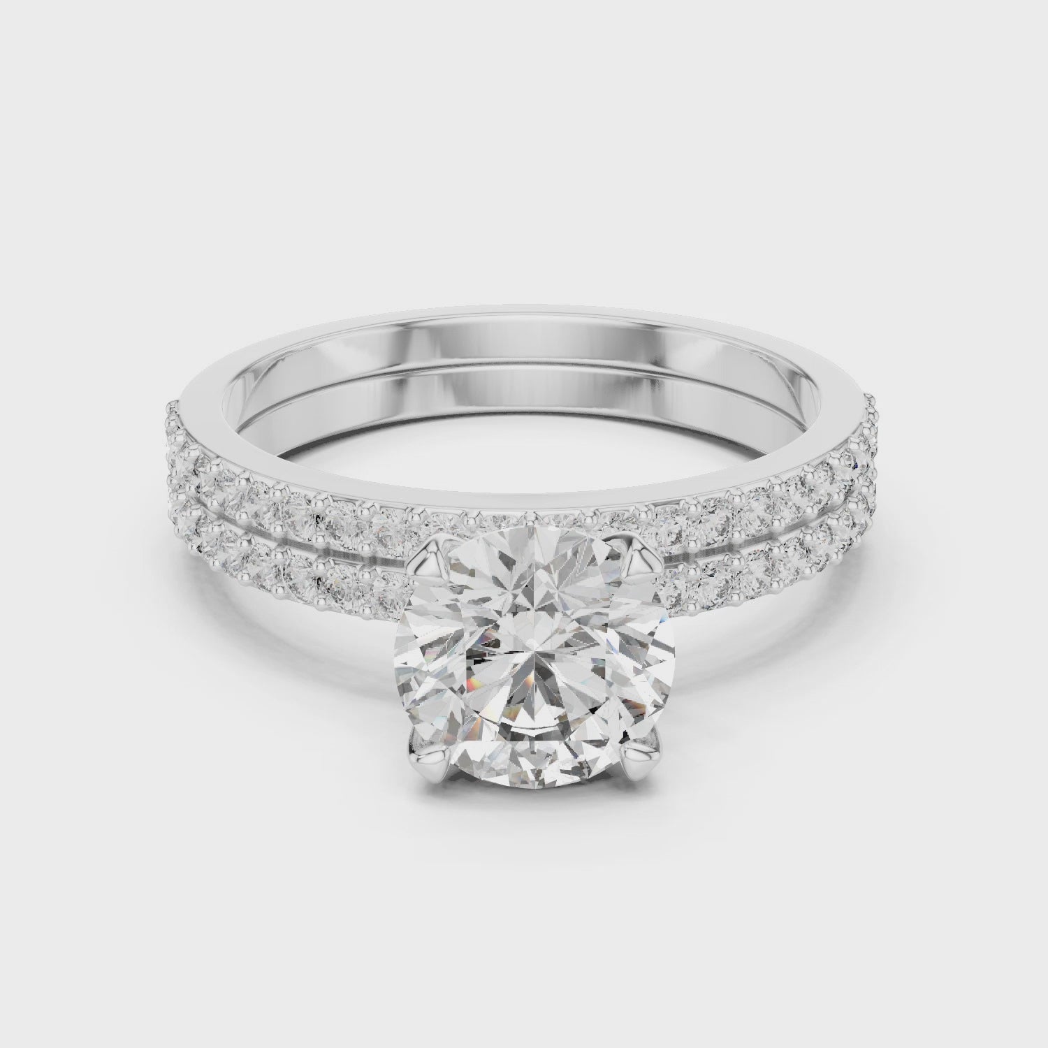 Diamond ring with clusters small diamonds in silver