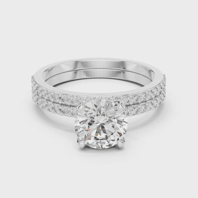 Diamond ring with clusters small diamonds in silver
