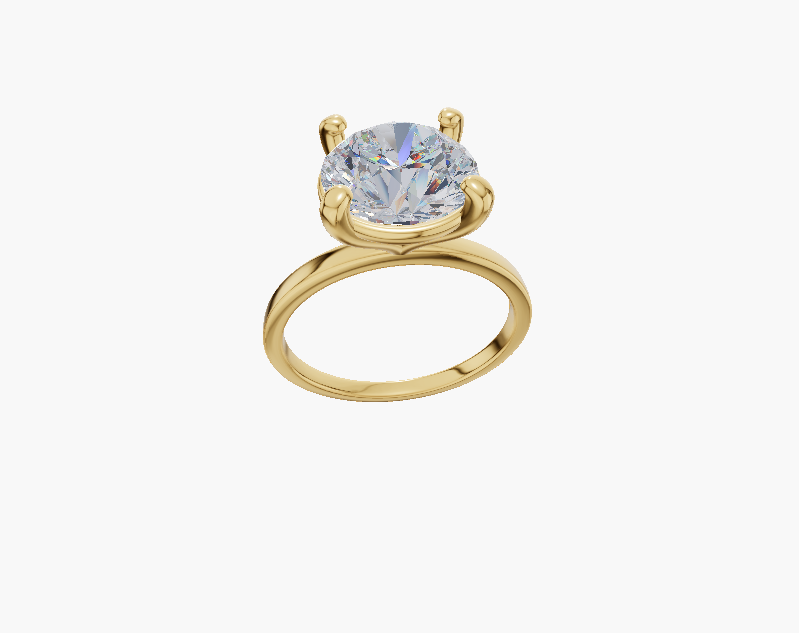 Plain engagement 4 prongs round diamond 1 carat ring