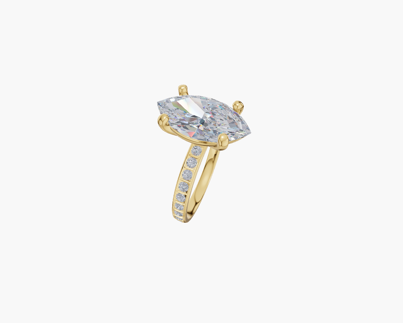 Channel engagement 4 prongs marquise diamond 1 carat ring
