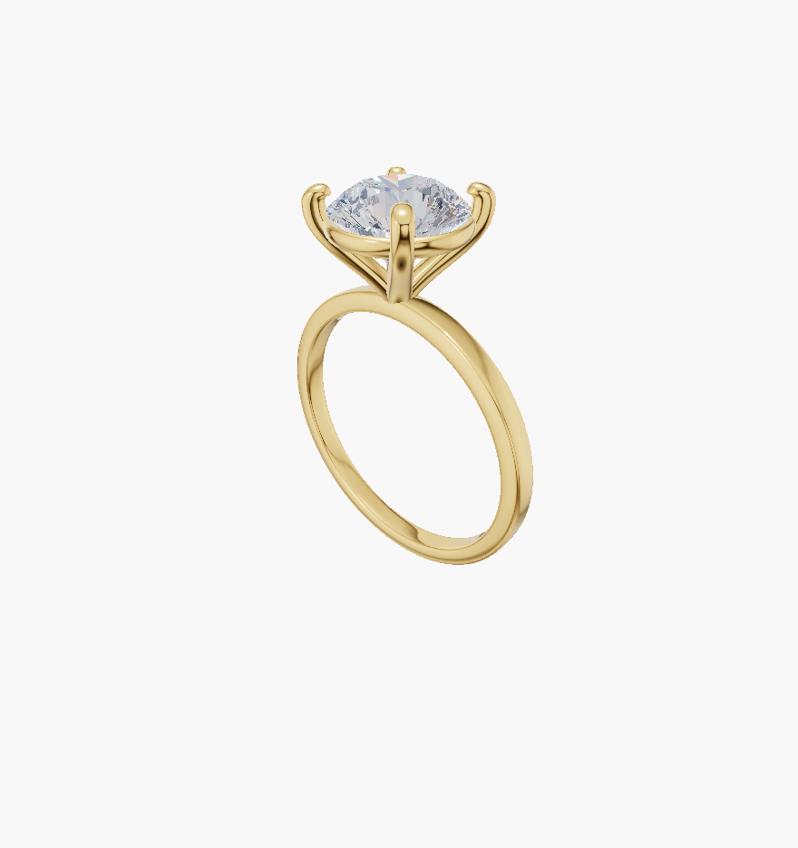 Plain engagement 4 prongs round diamond 1 carat ring