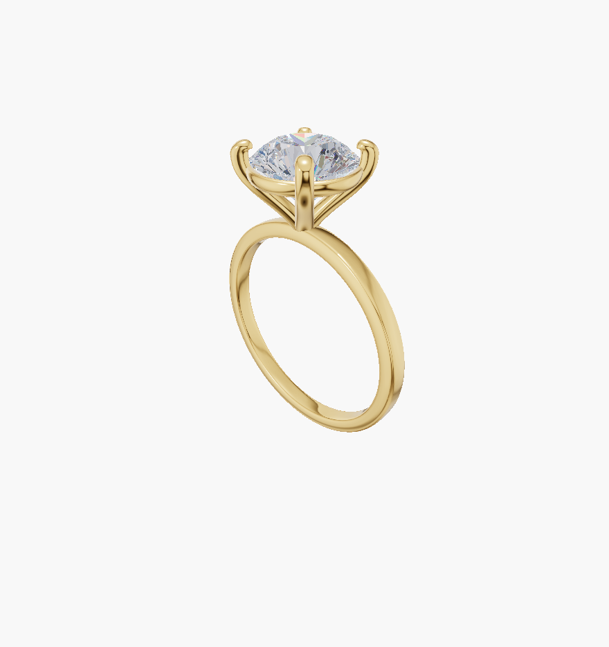 Plain engagement 4 prongs round diamond 1 carat ring