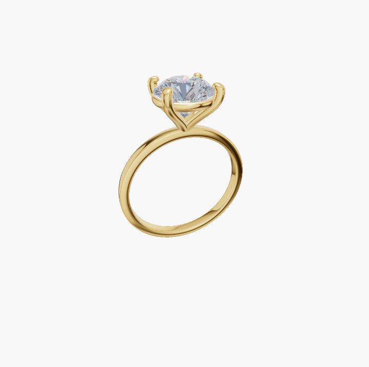 Plain engagement 4 prongs round diamond 1 carat ring