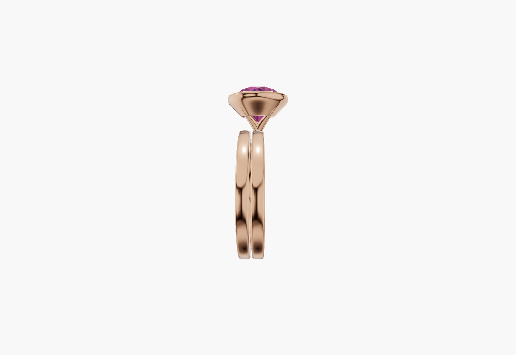Plain Bezel Round 3.00 ct Pink Natural Diamond 18K Rose Gold ring