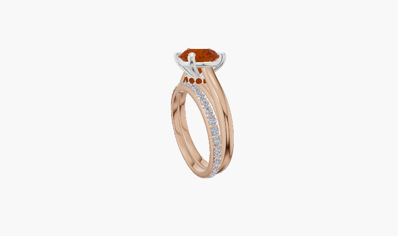 Cathedral Hidden Halo Round 2.50 ct Orange Natural Diamond 18K Rose Gold ring