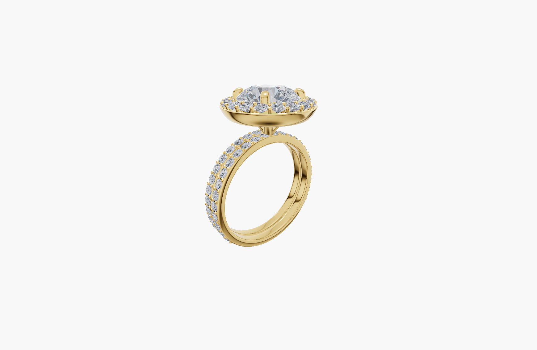 Pave Halo Round 4.00 ct Lab Diamond 14K Yellow Gold ring