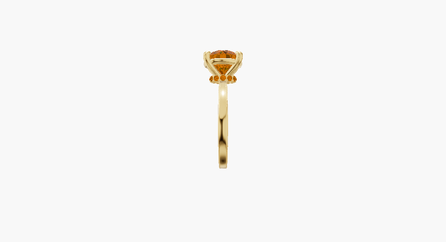 Plain Hidden Halo Round 2.25 ct Orange Natural Diamond 14K Yellow Gold ring