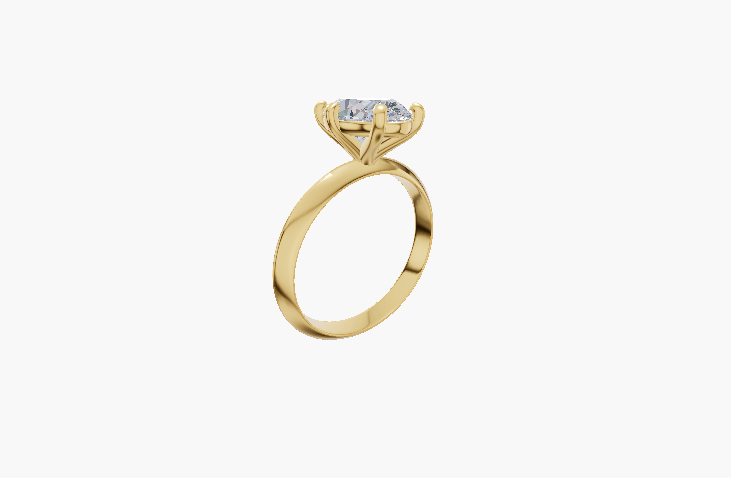 Knife Edge 6 Prongs Oval 0.75 ct Lab Diamond 14K Yellow Gold ring