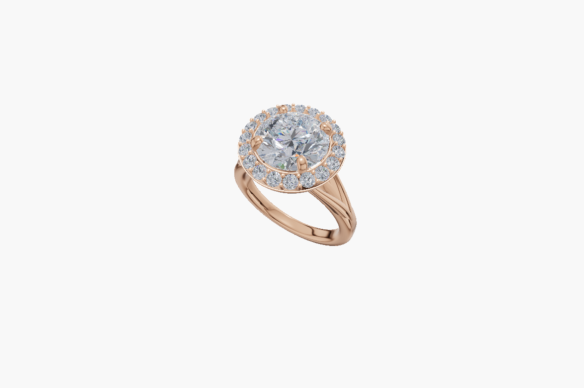 Split Halo Round 1.00 ct Lab Diamond 18K Rose Gold ring