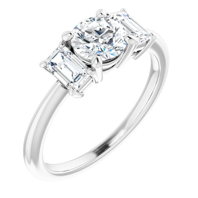 14K White 5.8 mm Round 3/4 CTW Diamond Semi-Set Engagement Ring