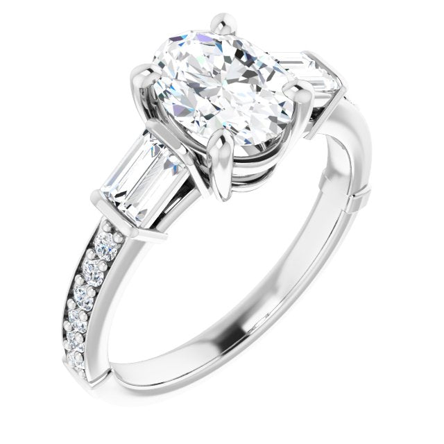 14K White 8x6 mm Oval 1/2 CTW Diamond Semi-Set Engagement Ring